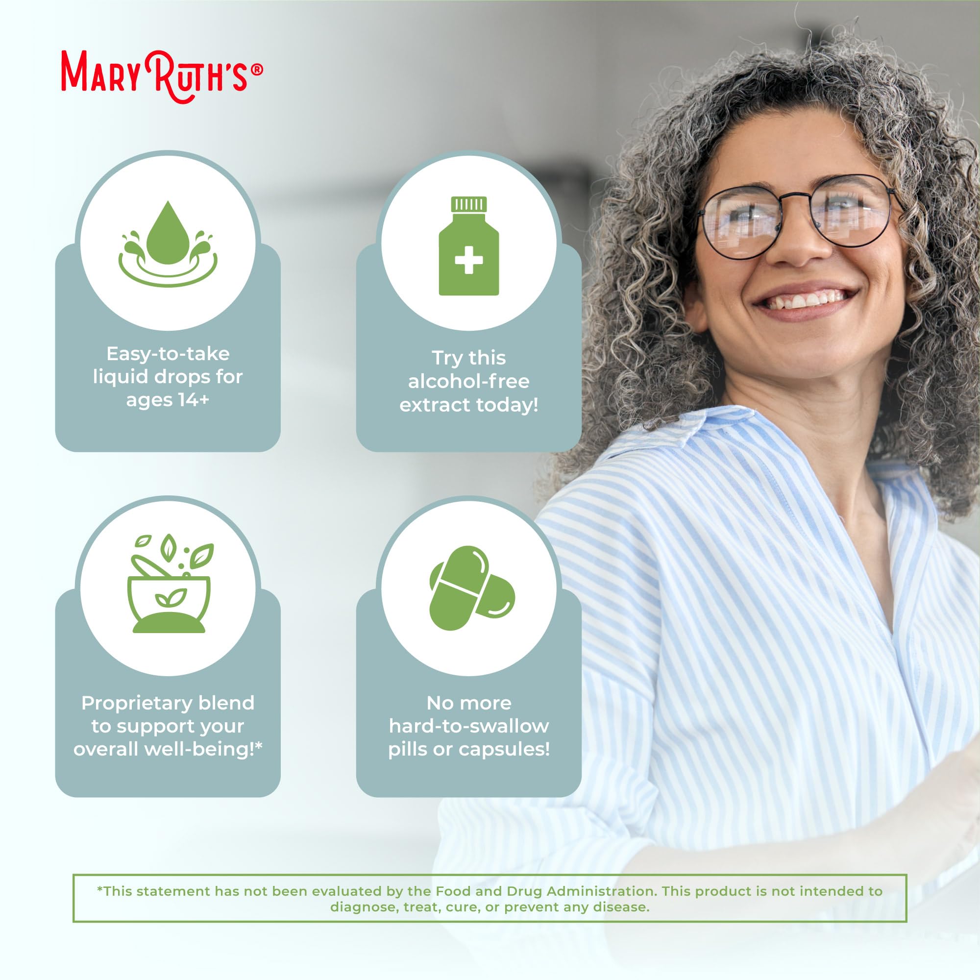 MARYRUTH'S gotas añadidas a vaso de agua, mezcla práctica en casa