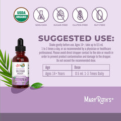 MARYRUTH'S gotas de valeriana en primer plano, textura clara y sin alcohol