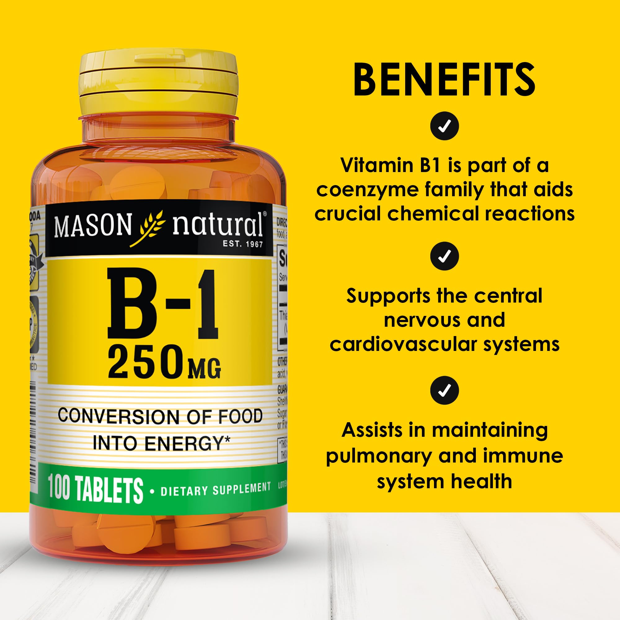 MASON NATURAL tableta en primer plano que destaca tamaño y facilidad de ingestión