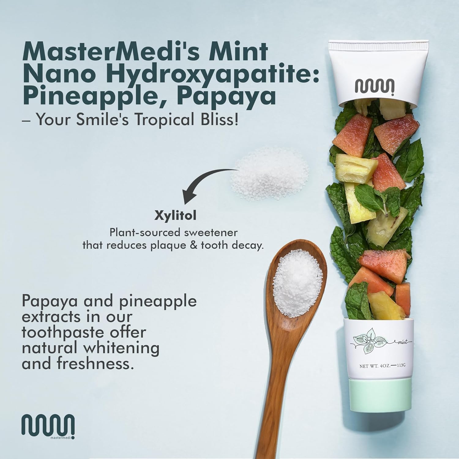 mastermedi cápsulas de papaya y piña indicando acción enzimática natural