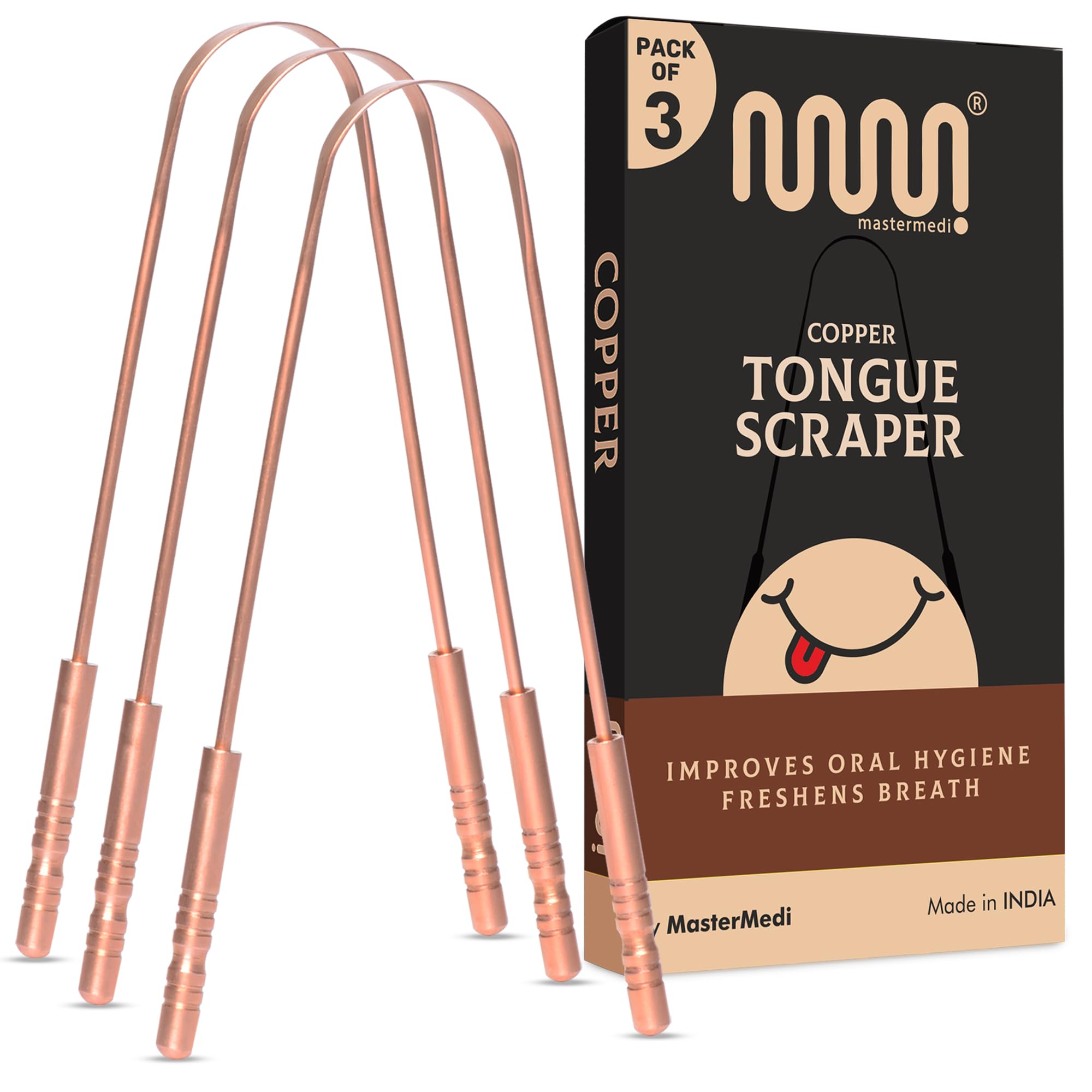 MasterMedi raspador de lengua al frente del empaque, instrumento duradero