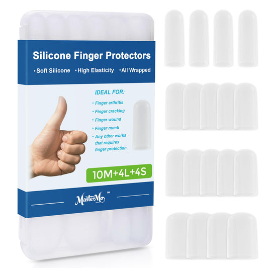 MasterMo empaque frontal que muestra el kit de fundas y ventaja de protección