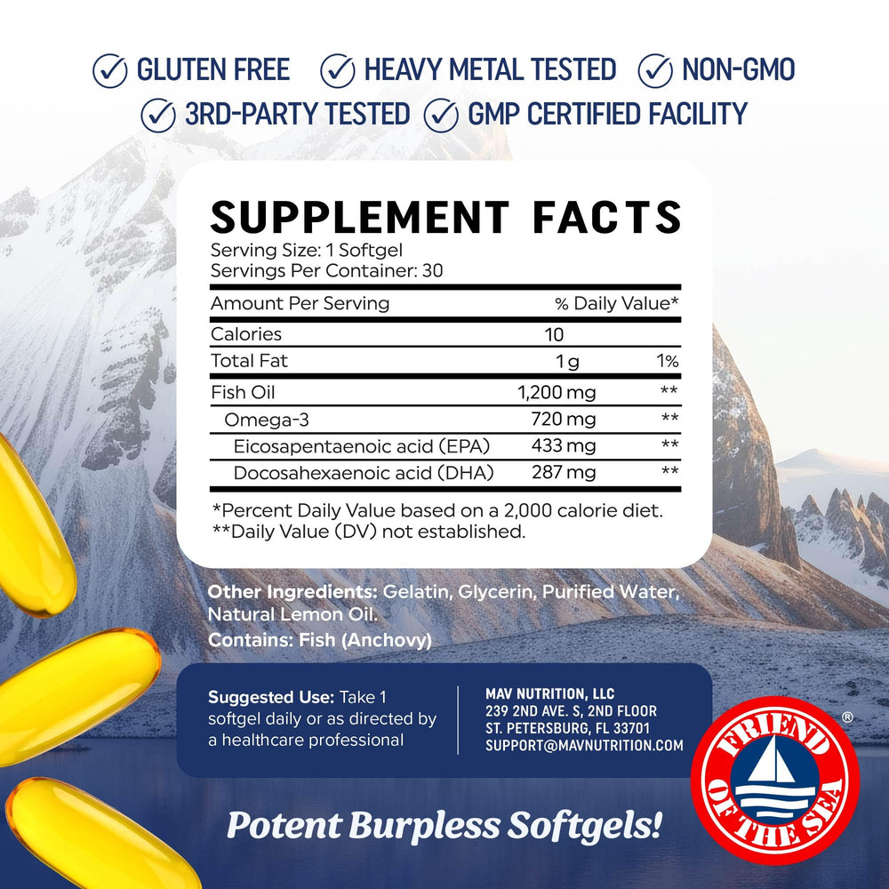 MAV NUTRITION etiqueta con certificaciones Friend of the Sea