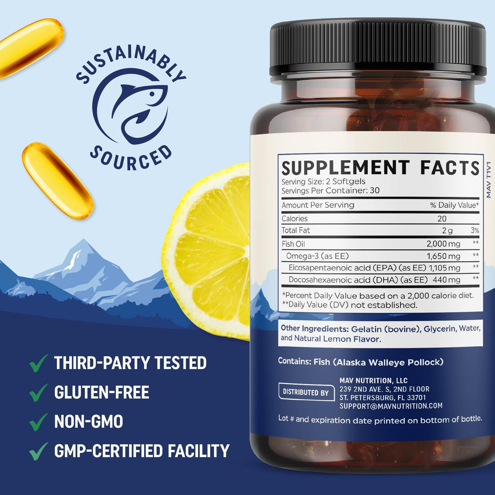 MAV NUTRITION gráfica de pesca sostenible indicando origen responsable