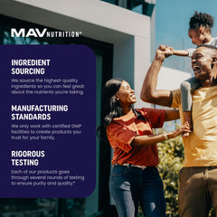 MAV NUTRITION etiqueta con lista de ingredientes y valores claros