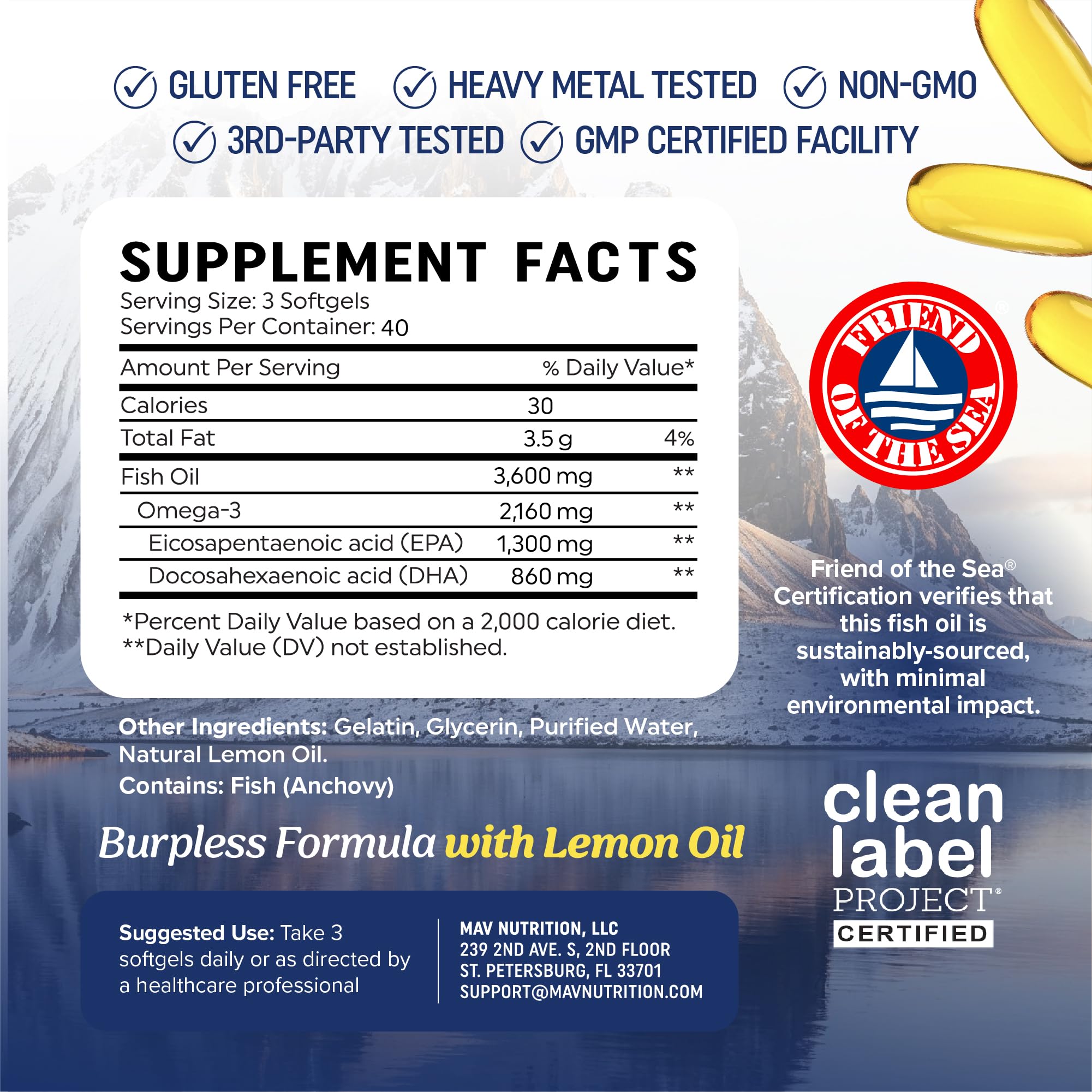 MAV NUTRITION etiqueta nutricional ampliada, transparencia en EPA y DHA