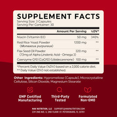 MAV NUTRITION ingredientes: linaza y arroz de levadura roja, origen vegetal