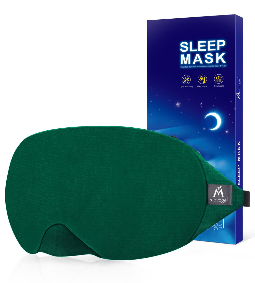 Mavogel antifaz frontal mostrando bloqueo de luz y confort