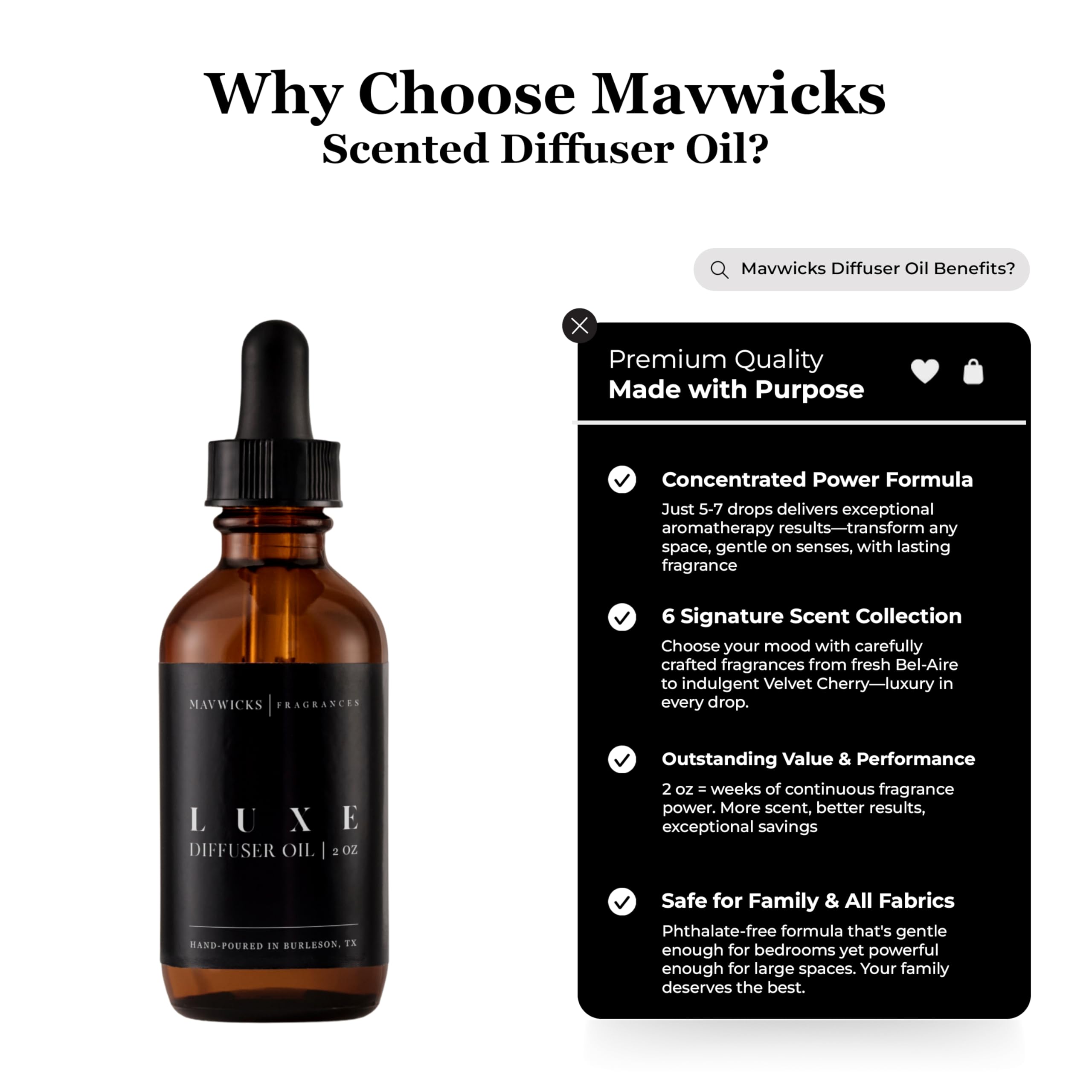 Mavwicks detalle del aceite y textura resaltando concentración y pureza