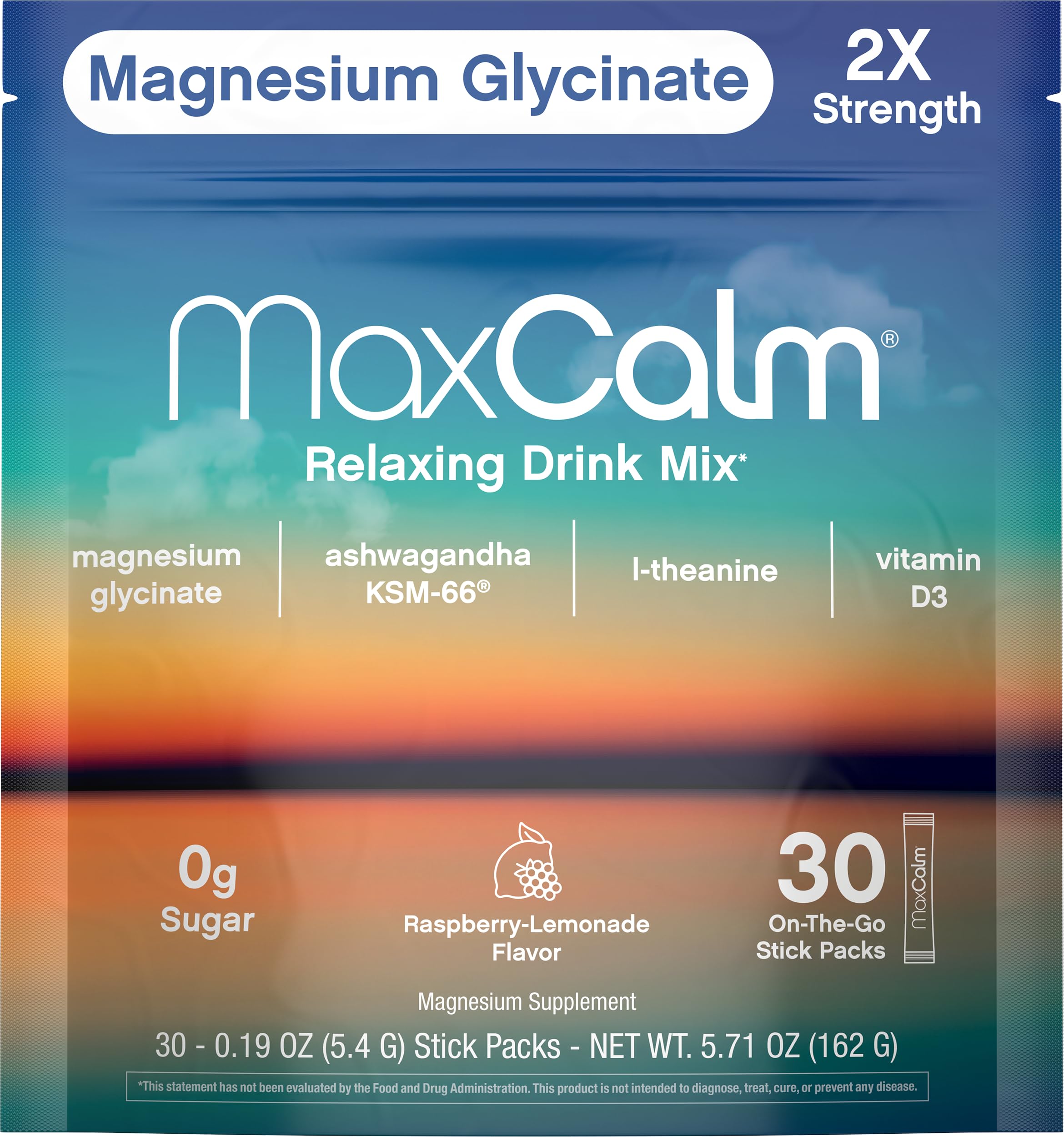 Max Calm sobre individual listo para llevar y mezclar en agua