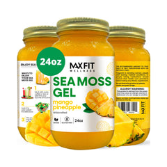 MAX FIT frasco frontal del gel dorado, presentación limpia y lista para usar