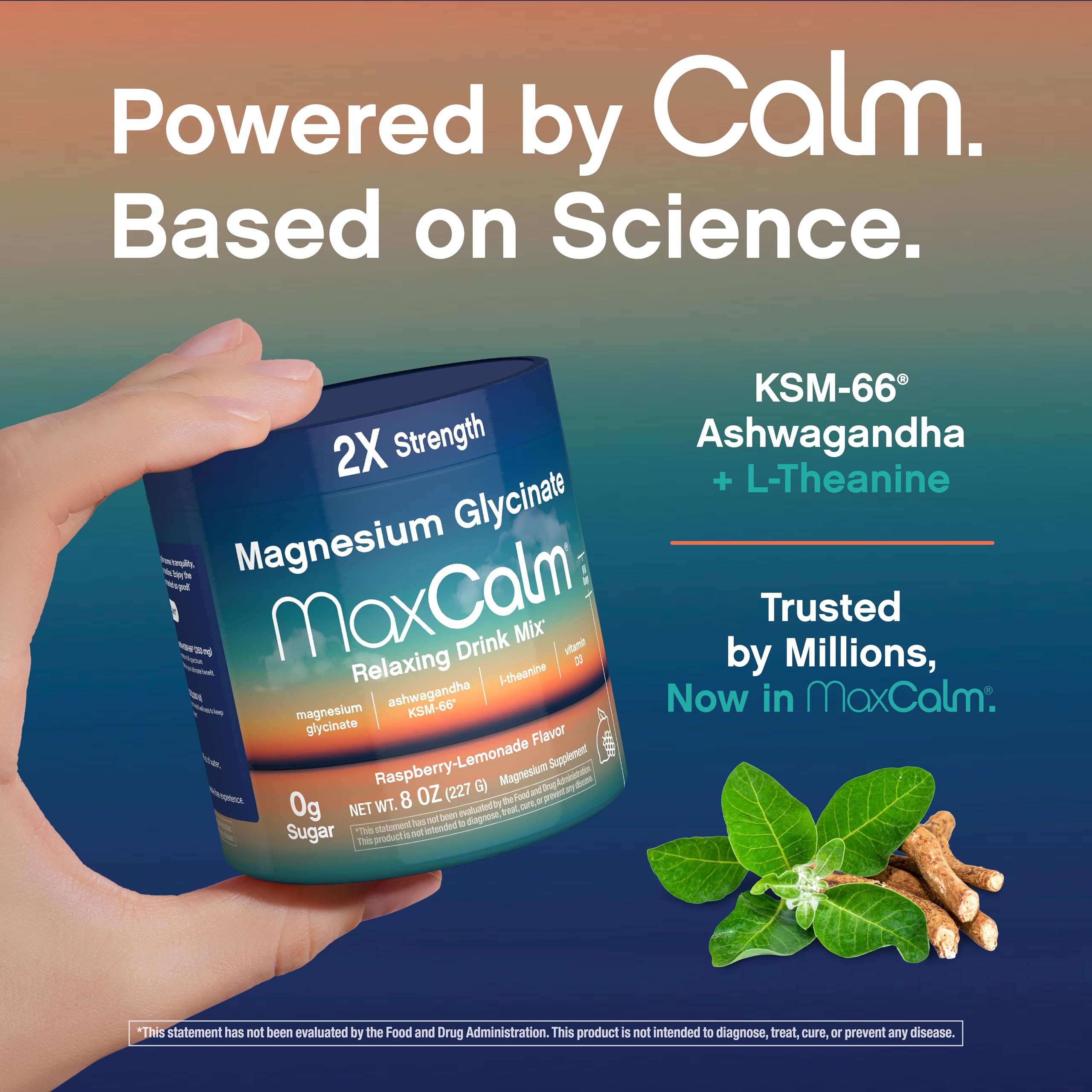 Vaso con bebida frambuesa-limonada de Max Calm, hidratación relajante