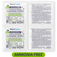 Maxi Clean toallita junto a gafas para comparar tamaño útil y cobertura amplia
