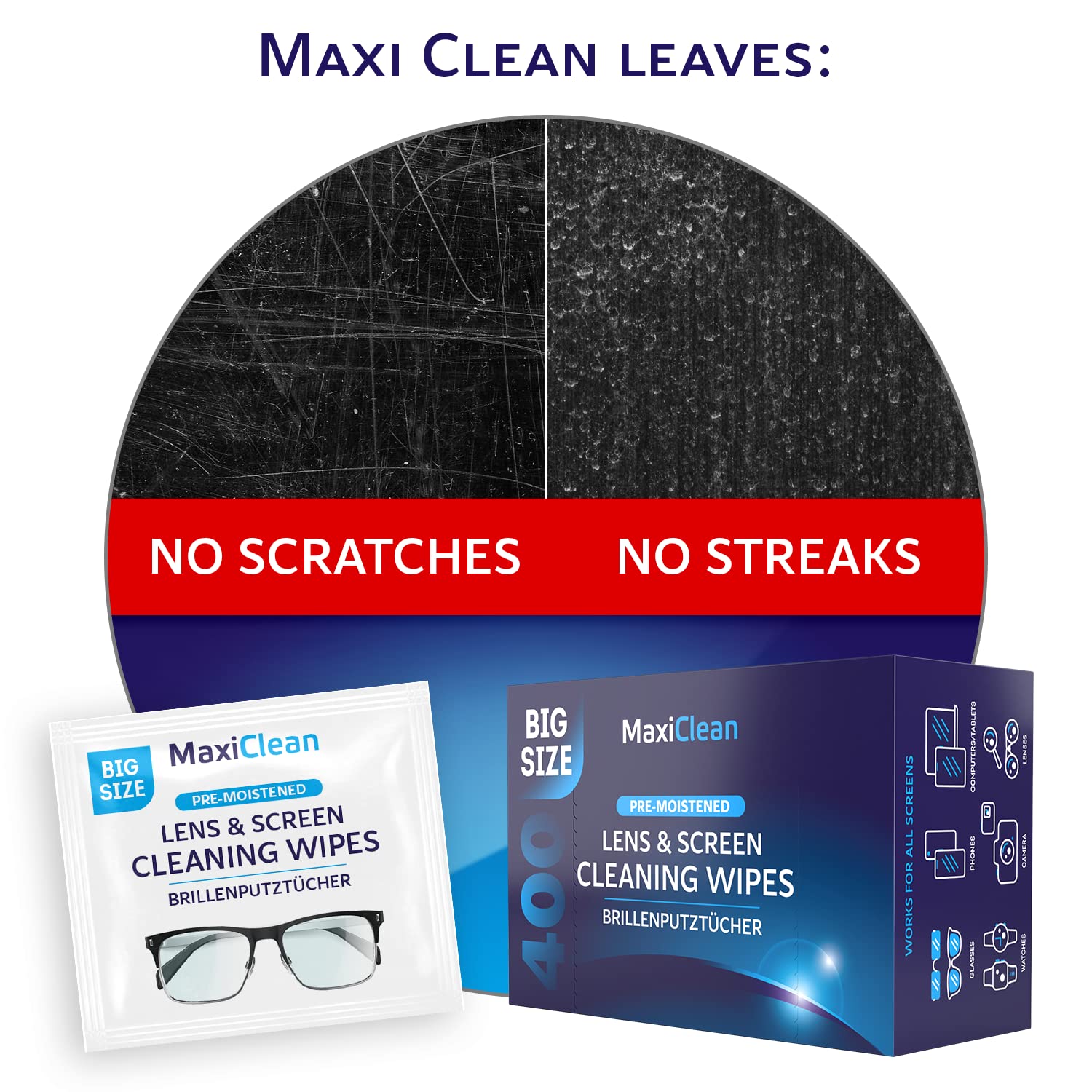 Maxi Clean detalle de etiqueta y fórmula sin amoníaco para mayor compatibilidad