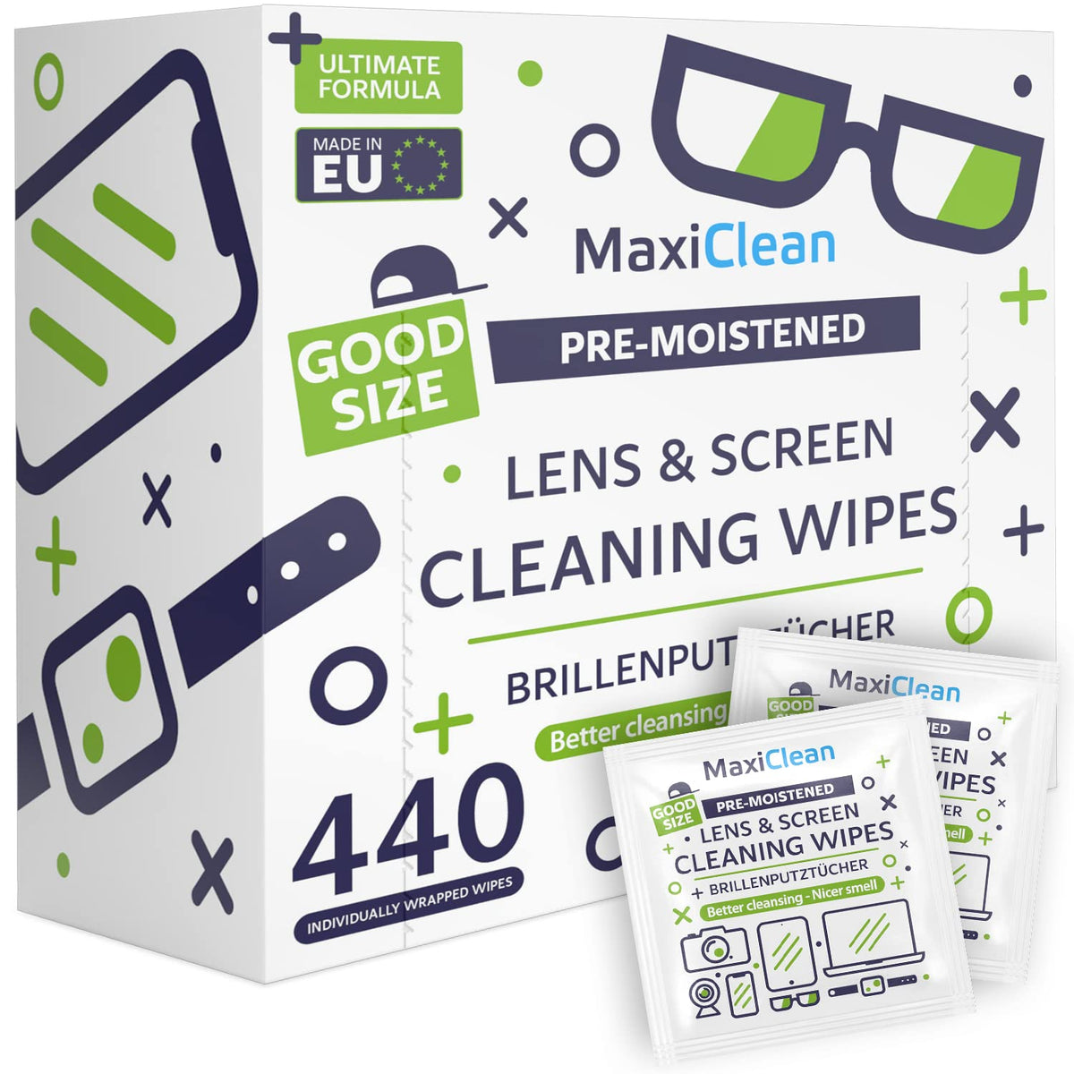 Maxi Clean paquete frente mostrando cantidad y marca para suministro prolongado