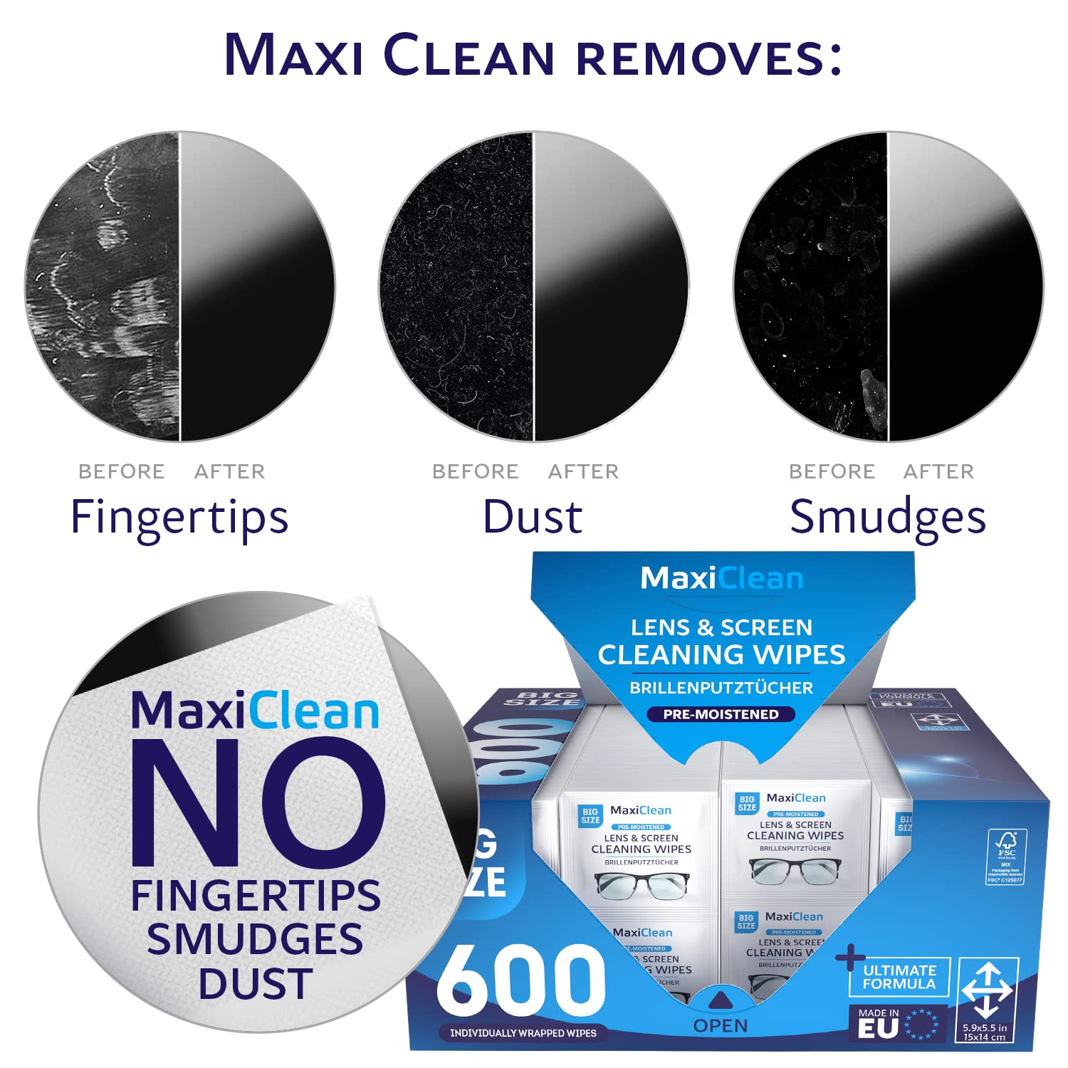 Maxi Clean toallita desplegada mostrando textura no tejida y absorción rápida