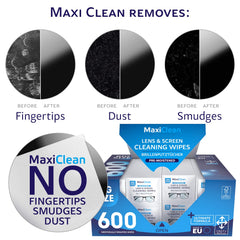 Maxi Clean toallita desplegada mostrando textura no tejida y absorción rápida
