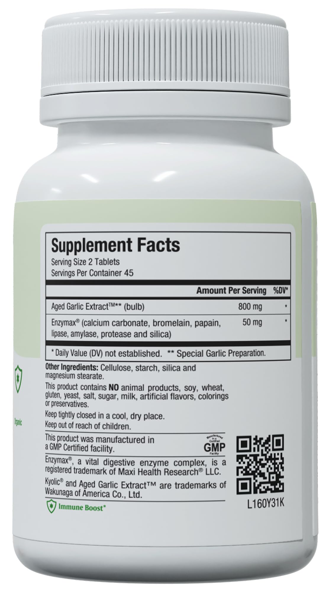 Maxi Health etiqueta de ingredientes y certificaciones orgánicas y kosher visibles