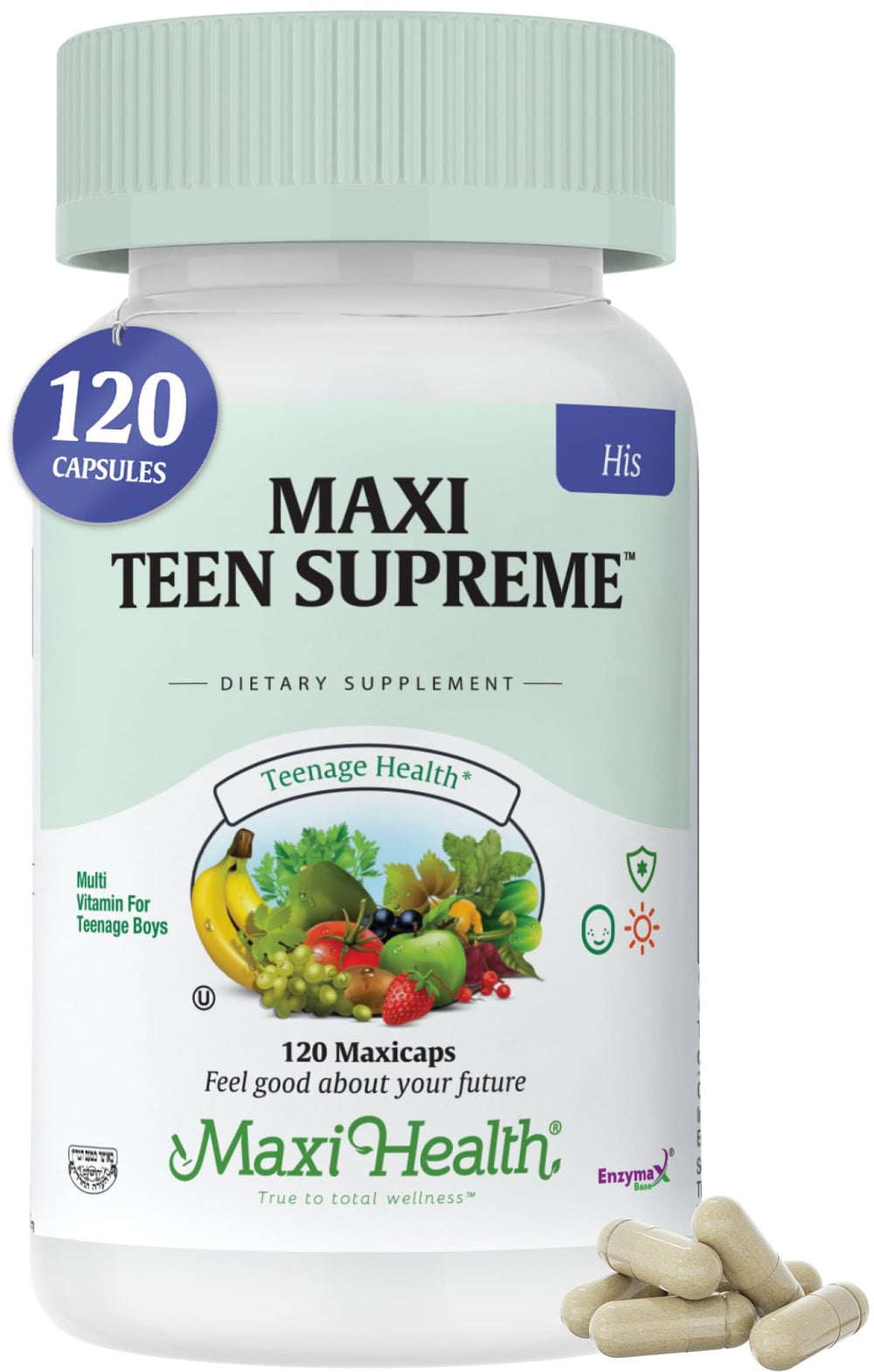 Maxi Health envase frontal mostrando multivitamínico para adolescentes y conveniencia