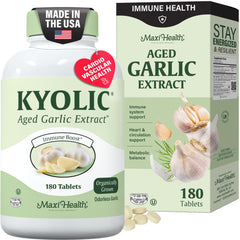 Maxi Health envase frontal Kyolic, presenta dosis clara y beneficio de pureza