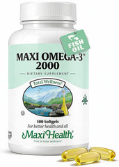 Maxi Health envase frontal mostrando 100 cápsulas y beneficios claros