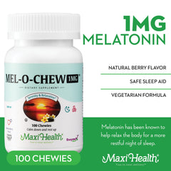 Maxi Health tableta masticable en mano para uso fácil antes de dormir