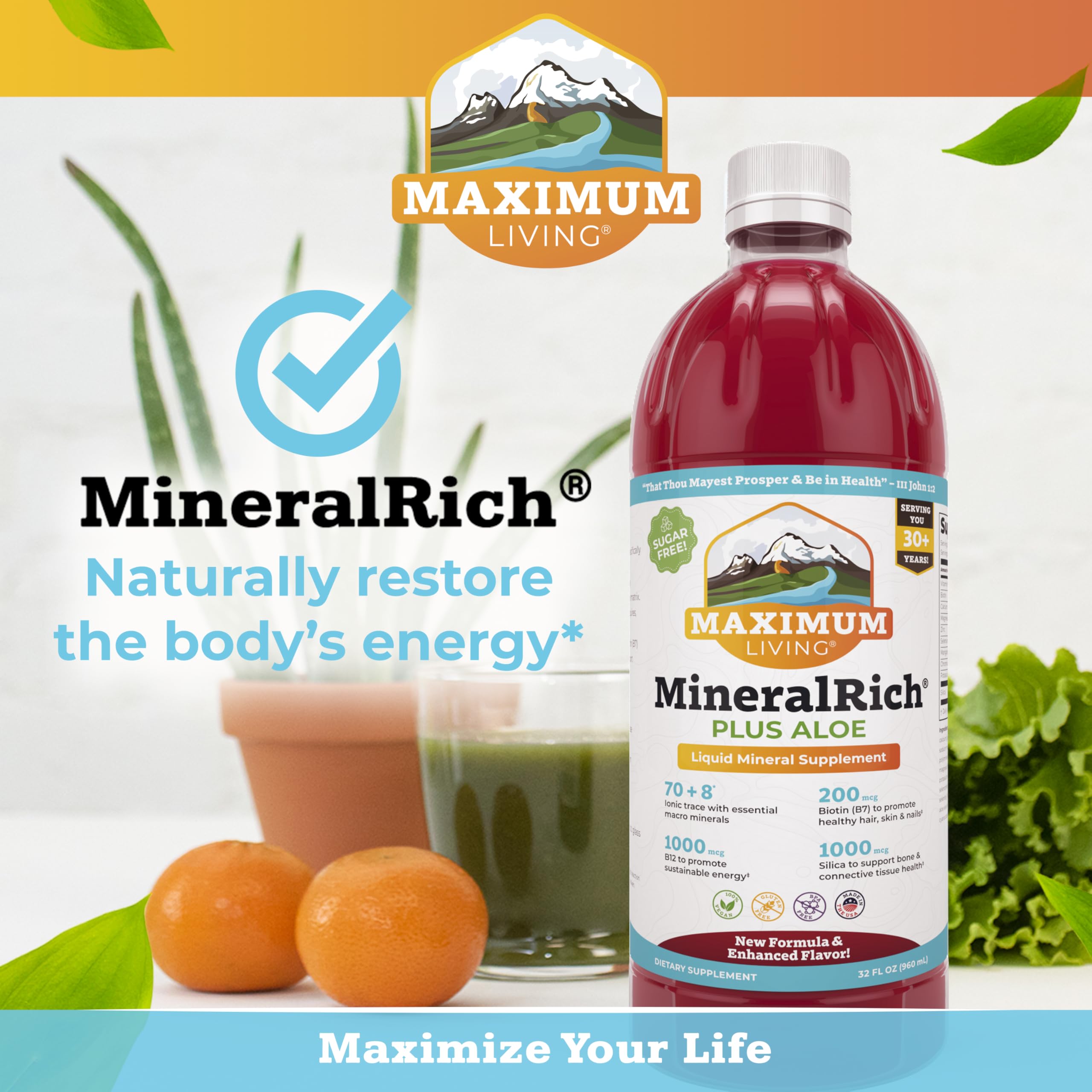 Maximum Living MineralRich en contexto de cocina saludable mostrando conveniencia