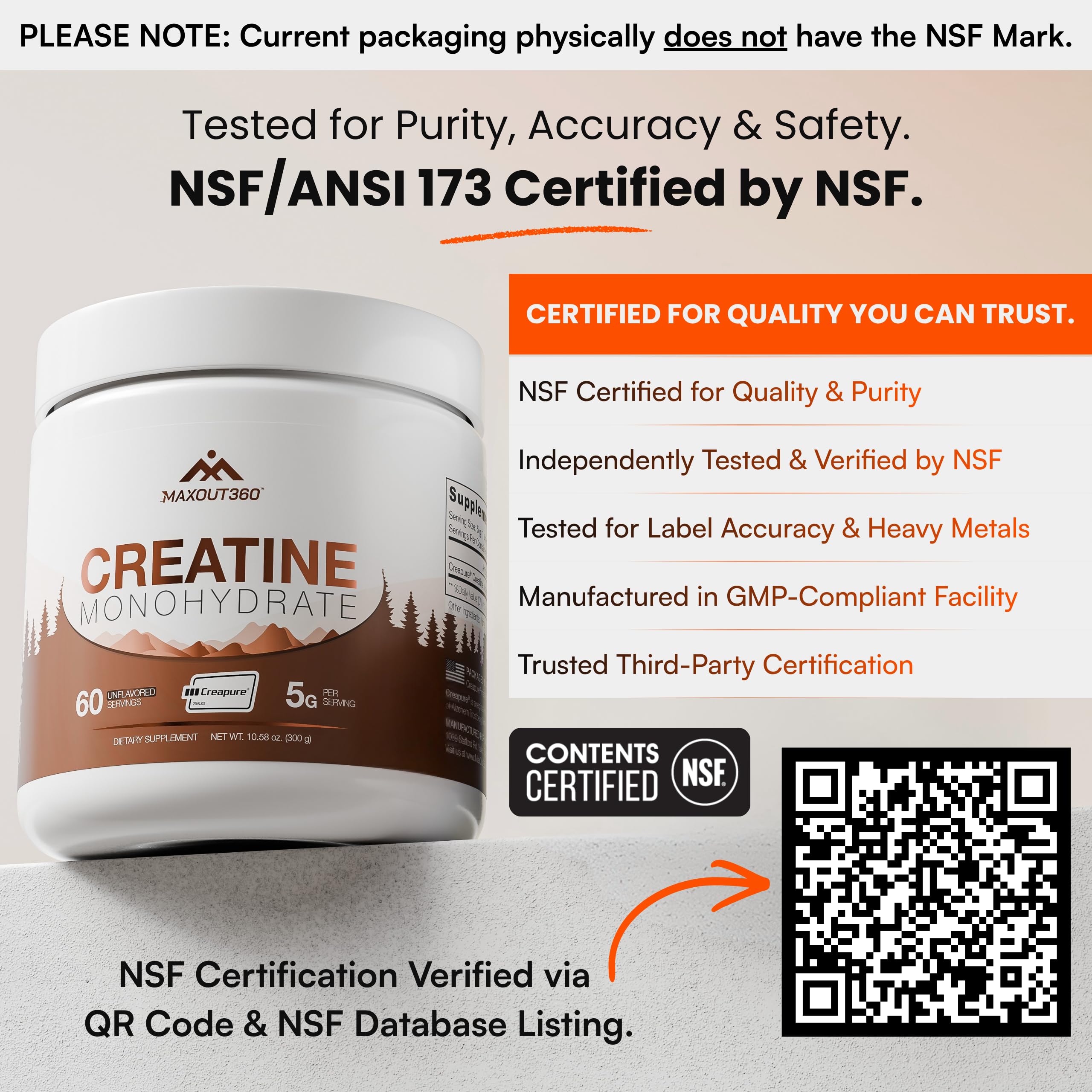 MaxOut360 Creapure cucharada de 5 g lista para servir y medir