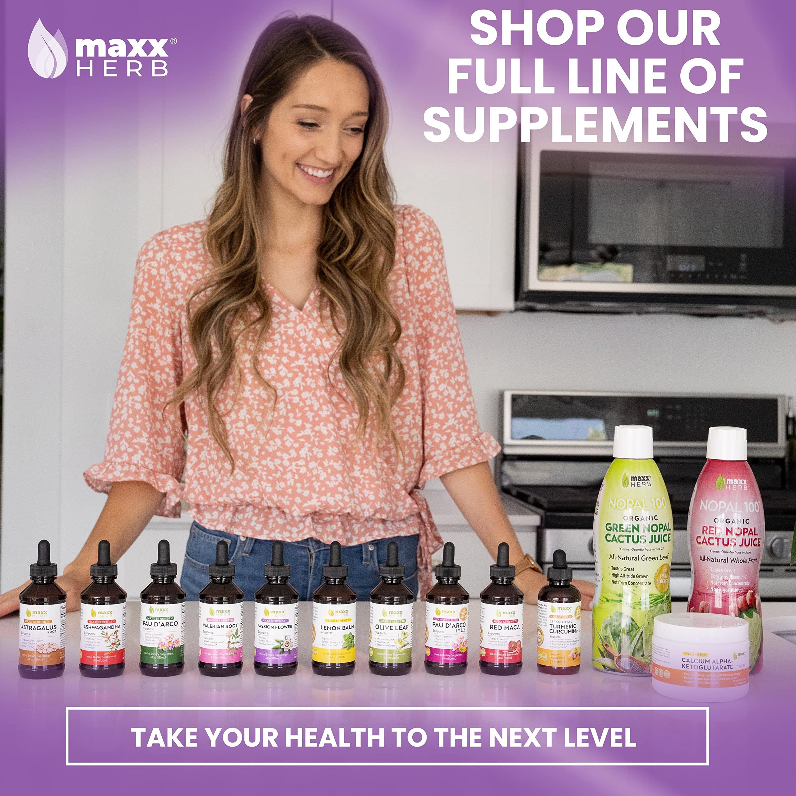 Maxx Herb frasco junto a regla para comparar tamaño y porciones
