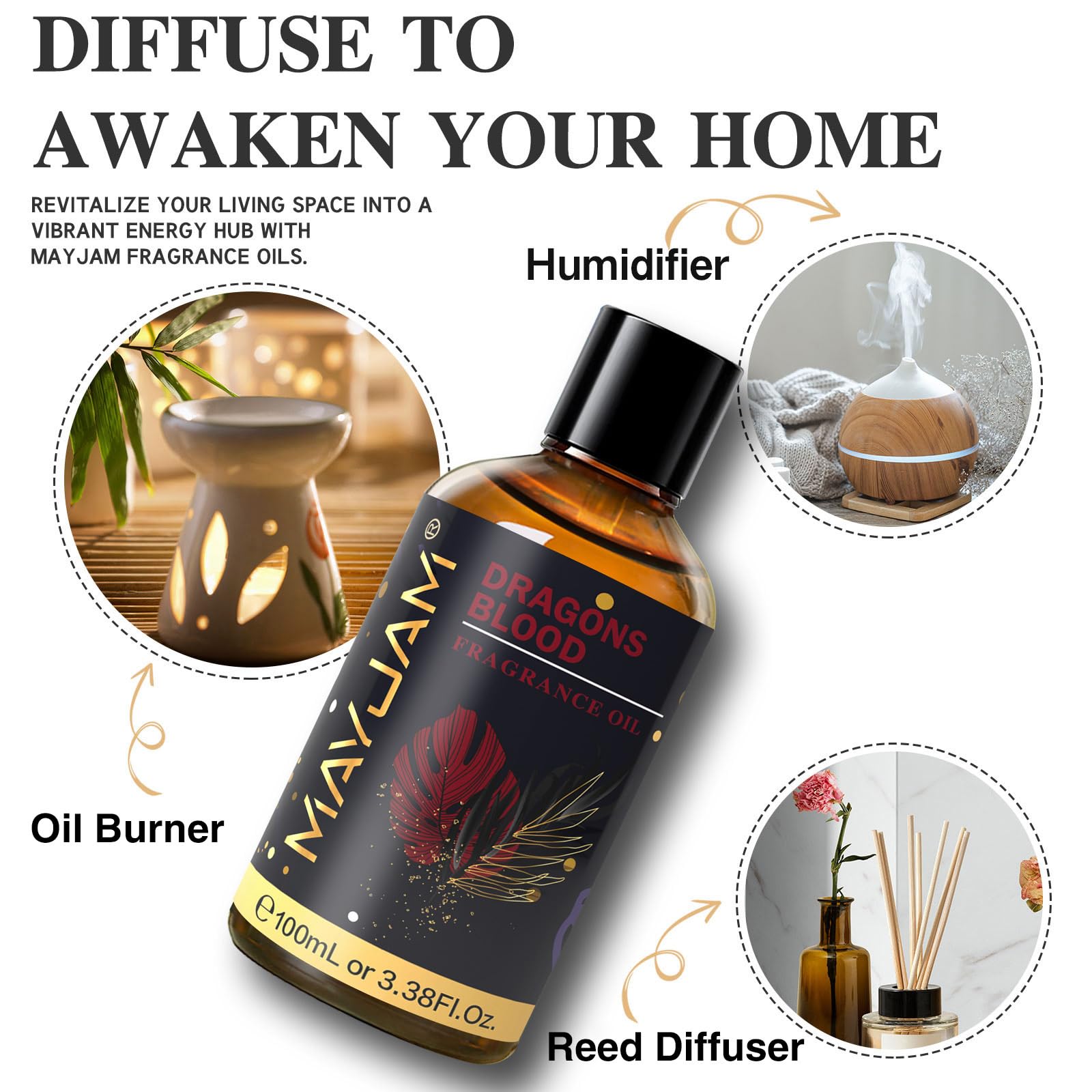 MAYJAM velas artesanales infusionadas con Dragons Blood para aroma intenso