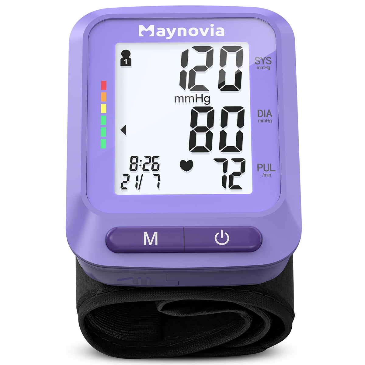 Maynovia vista frontal del monitor morado con pantalla clara y fácil lectura