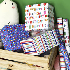 MAYPLUSS muestra los tres diseños: rayas, lunares y 'BIRTHDAY'