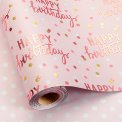 MAYPLUSS rollo frente con diseño Happy Birthday y brillo festivo
