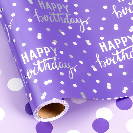 MAYPLUSS rollo frontal mostrando diseño morado y letras, aspecto elegante