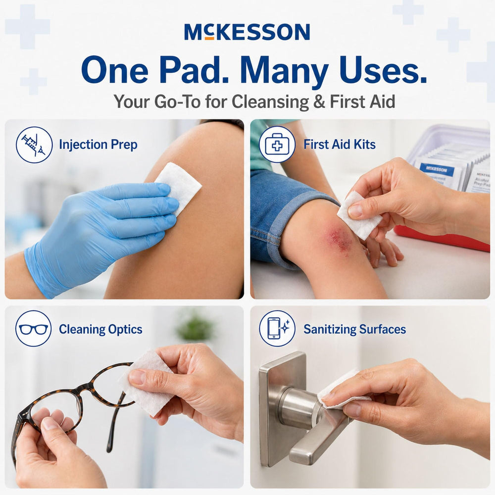 McKesson sobre foil individual cerrado que mantiene esterilidad y humedad