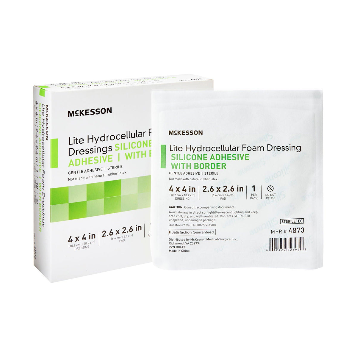 McKesson embalaje frontal mostrando 10 apósitos para protección inmediata
