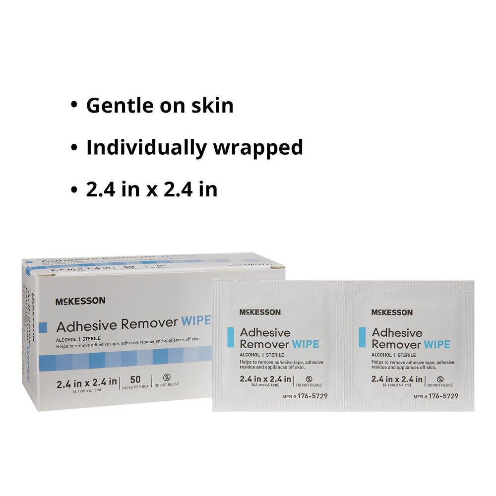 McKesson empaque individual abierto con toallita visible, mantiene esterilidad