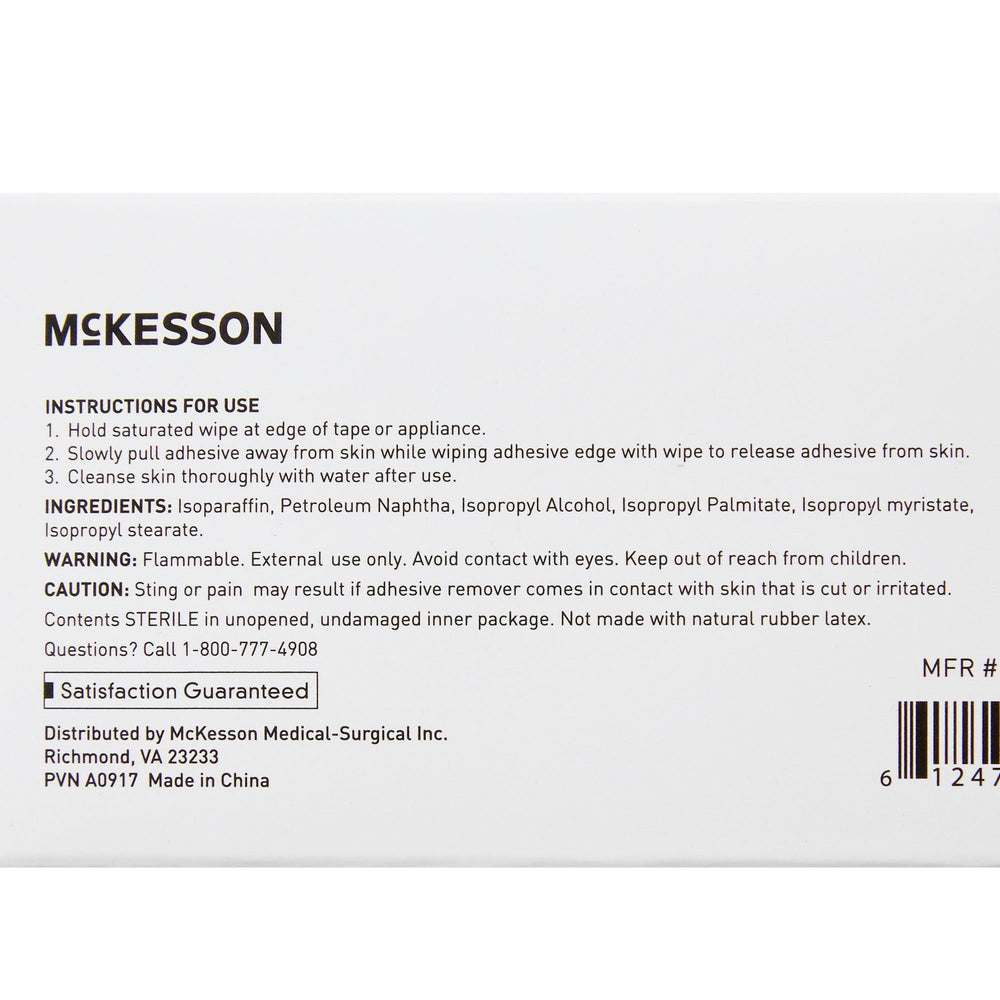 McKesson etiqueta con ingredientes y sello estéril, información clara y segura