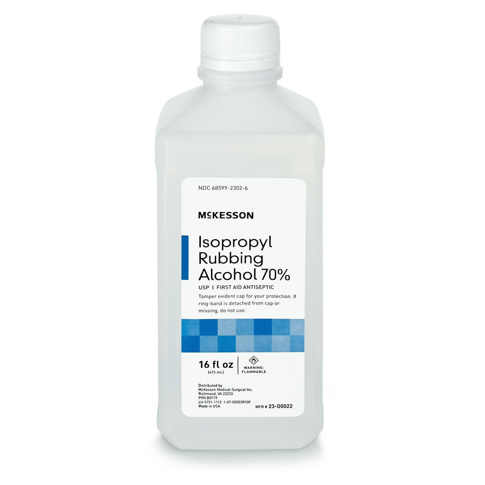 McKesson frasco 16 oz visto de frente con identificación clara y almacenamiento fácil