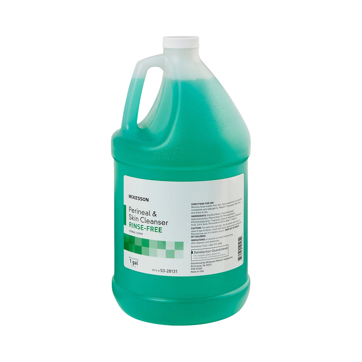 McKesson envase frontal de 1 galón mostrando tamaño y marca, práctico para ahorro