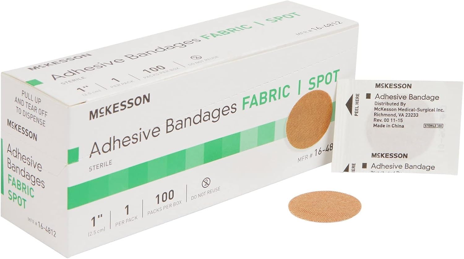 McKesson Medi-Pak vista frontal del paquete mostrando cantidad y color beige