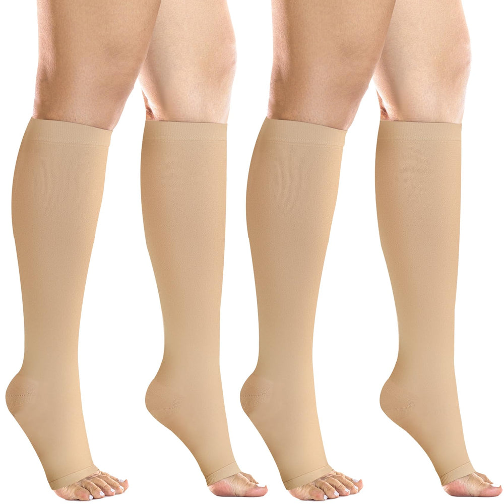 +MD frente del empaque mostrando 2 pares y compresión 20–30 mmHg como beneficio