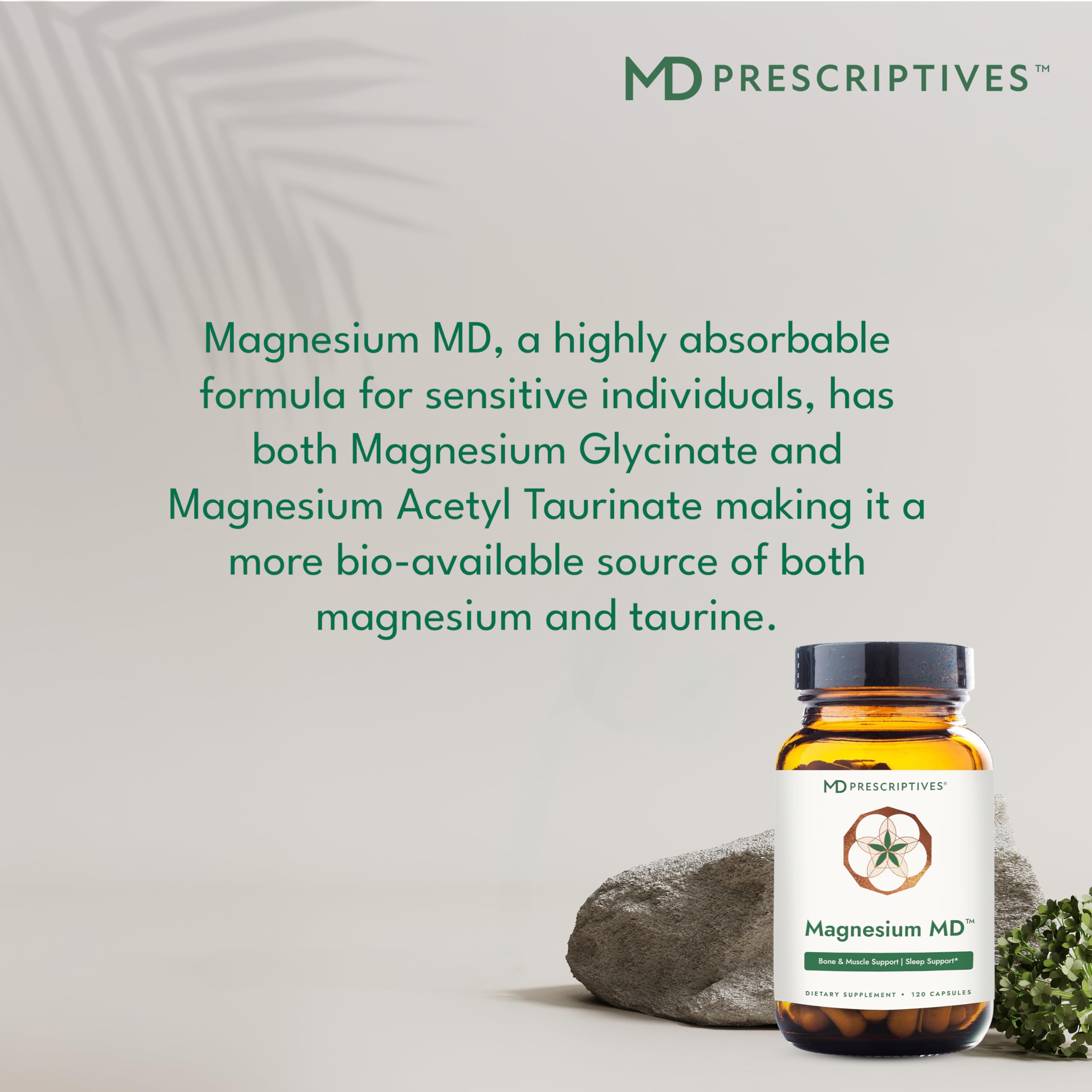 MD Prescriptives detalle de ingredientes glicinato y acetil taurina para biodisponibilidad