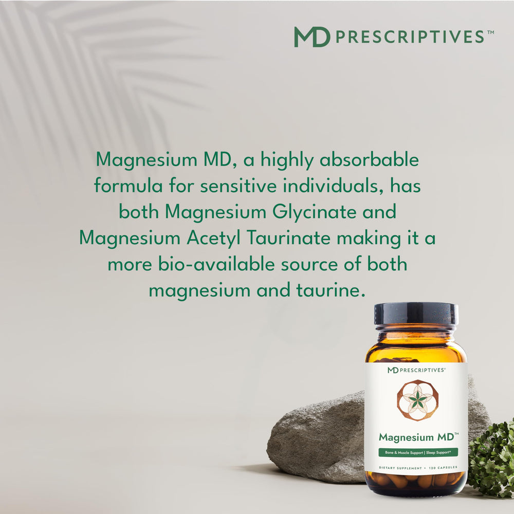 MD Prescriptives detalle de ingredientes glicinato y acetil taurina para biodisponibilidad