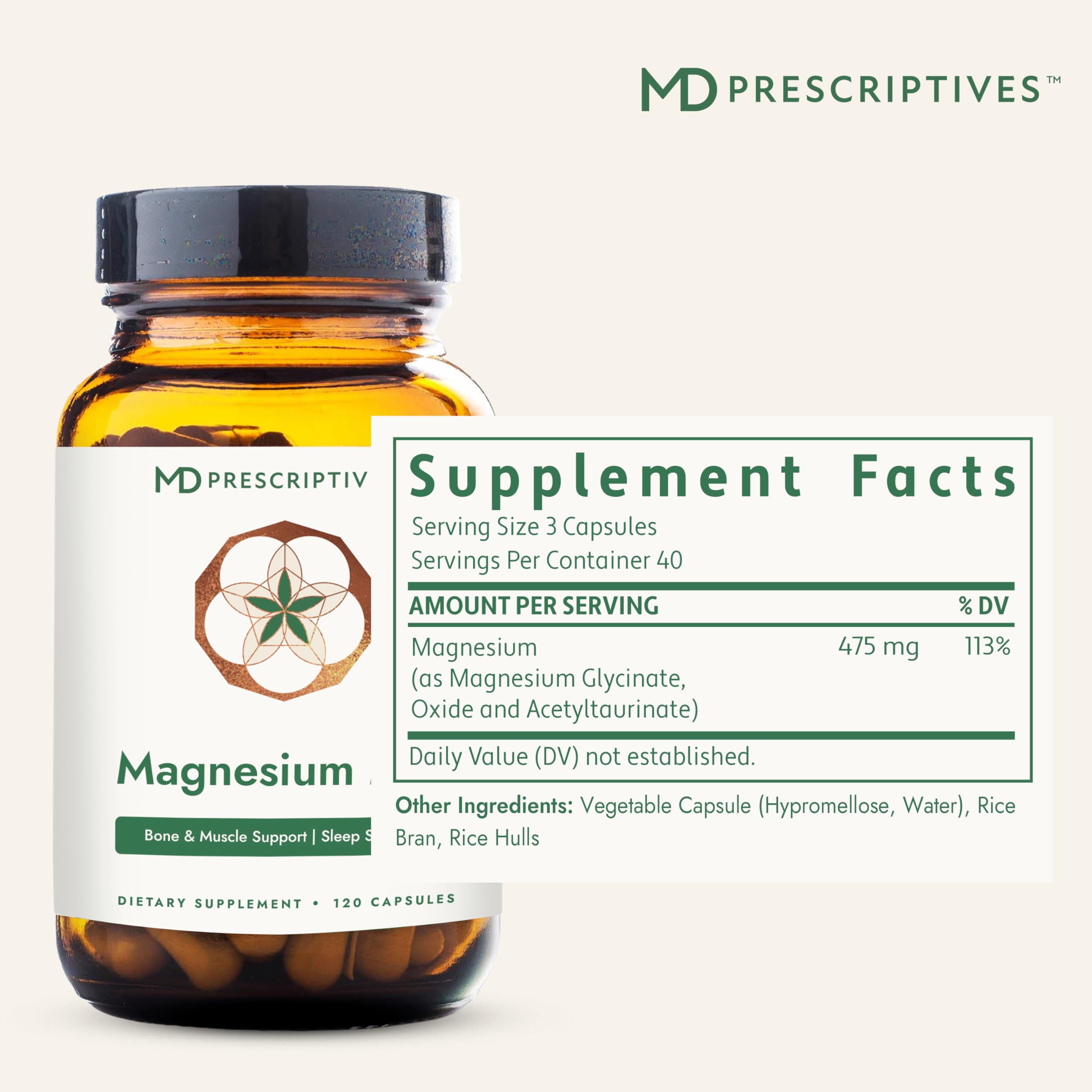 MD Prescriptives cápsula en primer plano que muestra textura y fácil ingestión