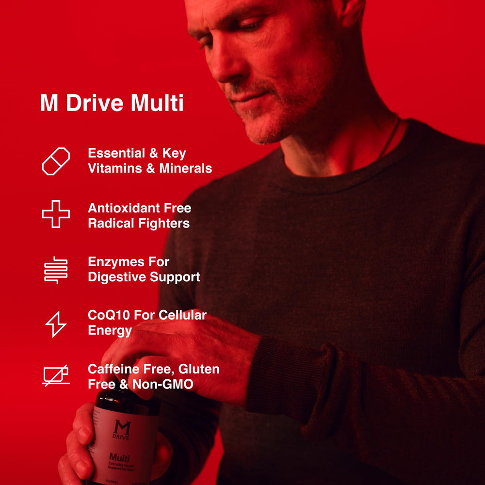 Etiqueta de Mdrive Multi con lista de vitaminas y minerales clave