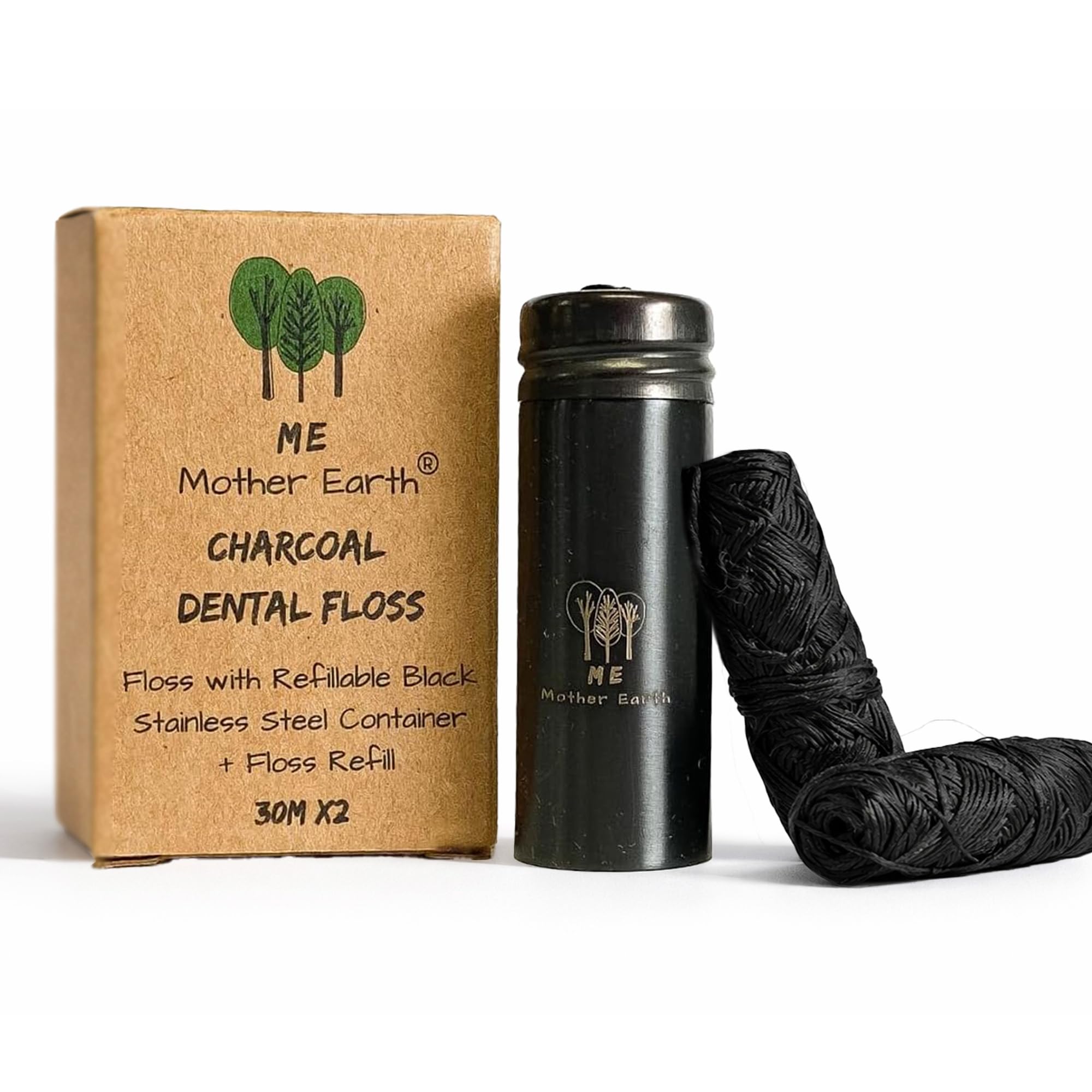 ME MOTHER EARTH estuche de acero negro elegante y reutilizable, reduce residuos