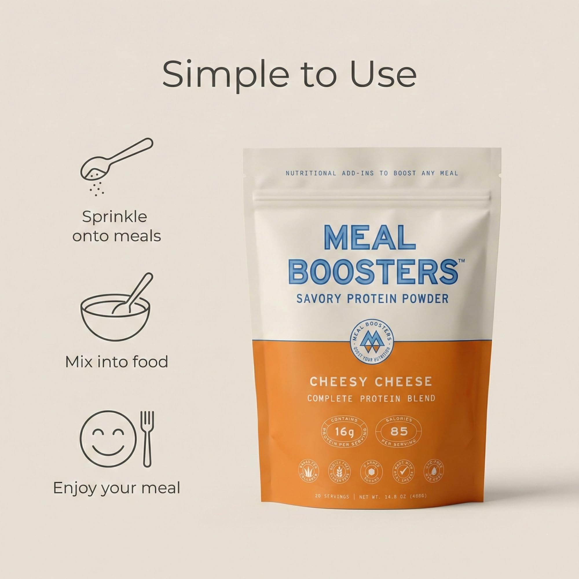 Meal Boosters integrado en huevos revueltos, aportando proteína y cremosidad