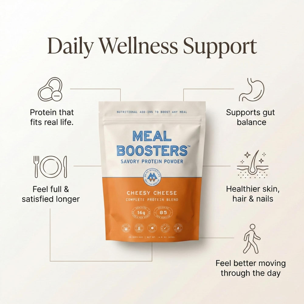 Meal Boosters textura del polvo cerca, mostrando apariencia fina y fácil disolución