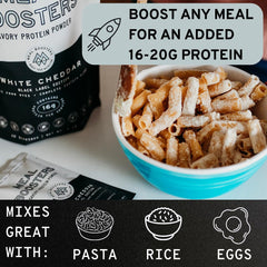 Meal Boosters polvo mezclado en sopa cremosa, añade proteína y sabor salado